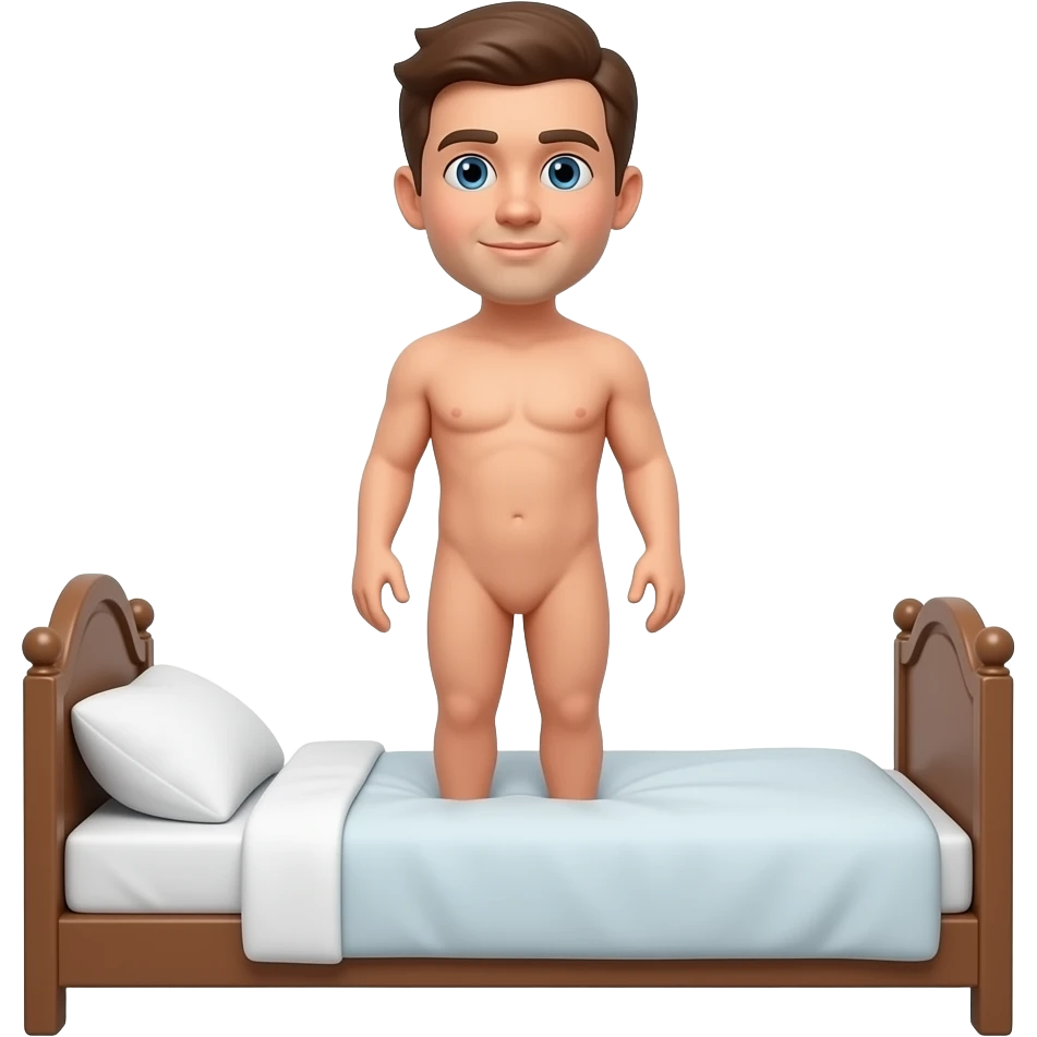naked man on his bed standing up emoji