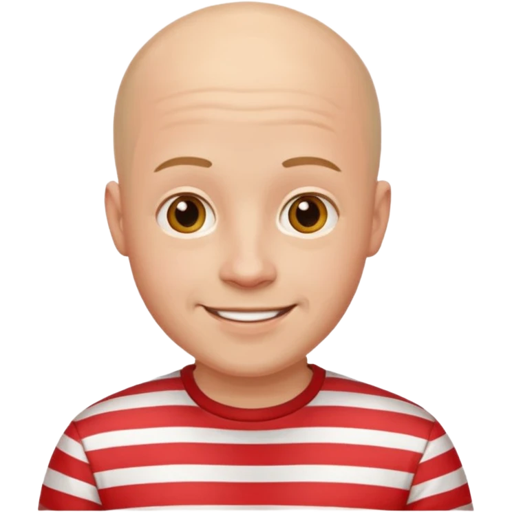 happy bald young man with red striped shirt emoji