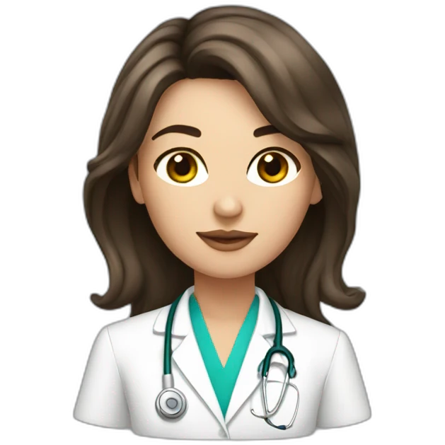 young top model, physician, brunette, shoulder hair emoji