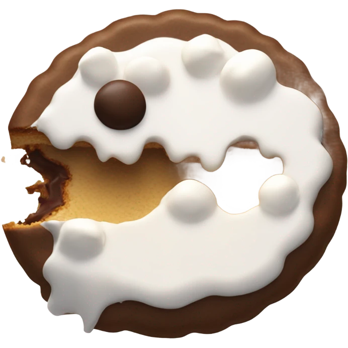A mallomar that is half eaten emoji