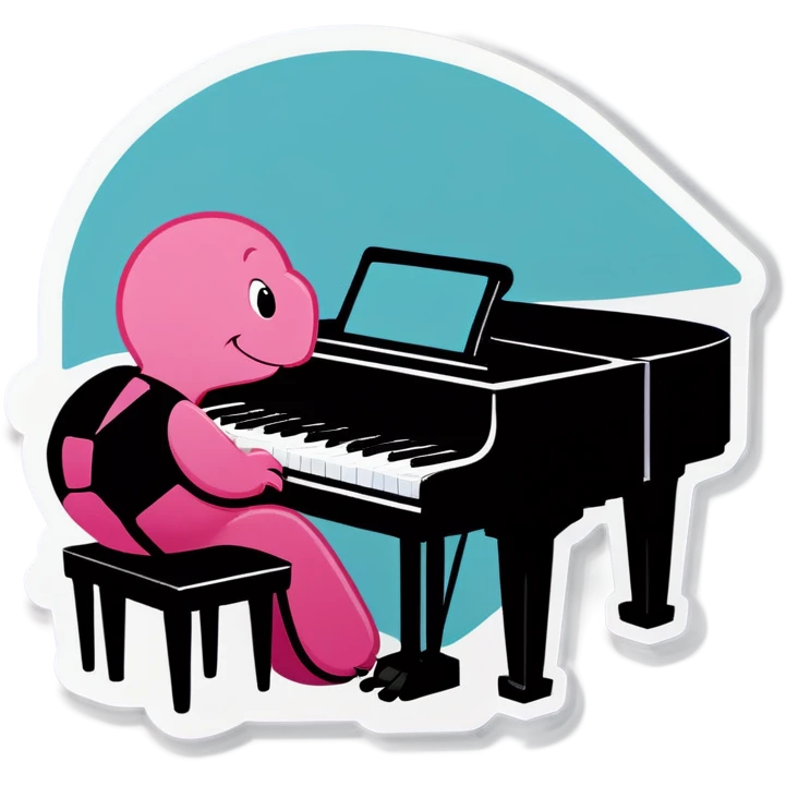 Pink turtle playing piano emoji