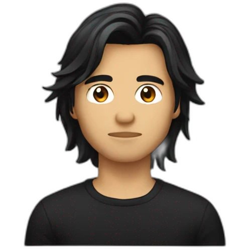 Filipino guy with hair like duff mckagan but black wearing black shirt emoji