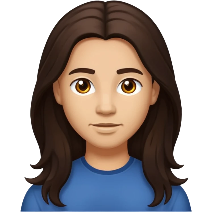 D.Woods with long dark brown hair emoji