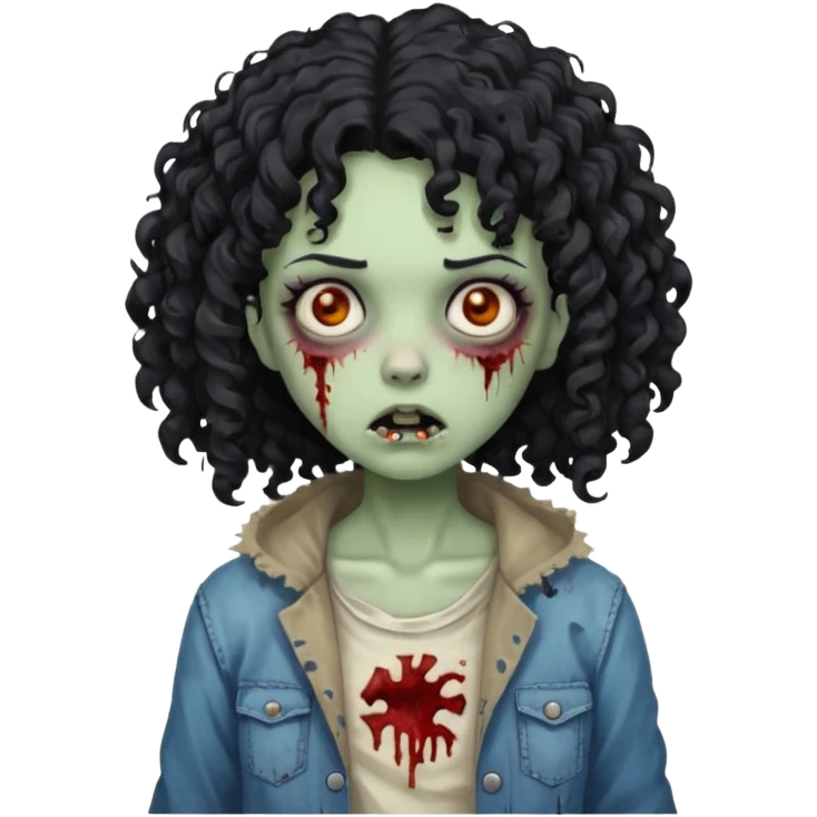 garota zumbi com cabelo cacheado preto emoji
