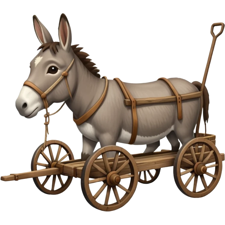 donkey and wagon together, rustic look, minimal details emoji