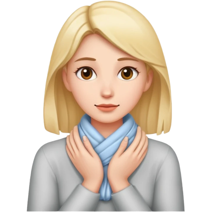 woman wrapping her hands around her neck emoji