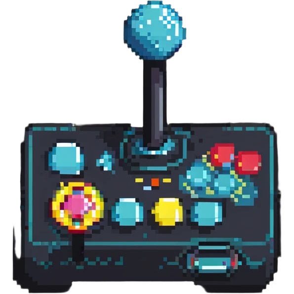 A retro pixel art arcade joystick controller emoji