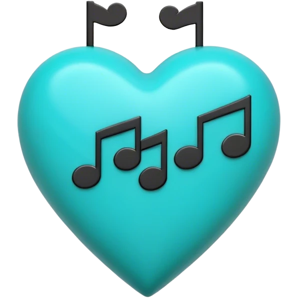 Turquoise heart and real black notes emoji