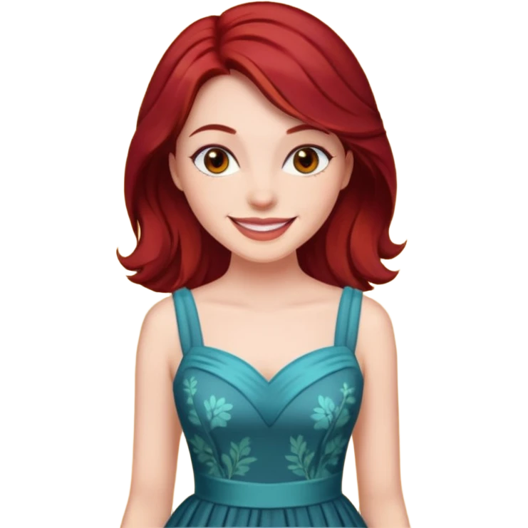 dark red hair woman in dress flirting  emoji