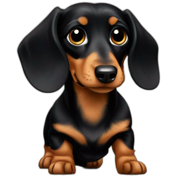 Long haired minature dachshund Black and tan zelda emoji