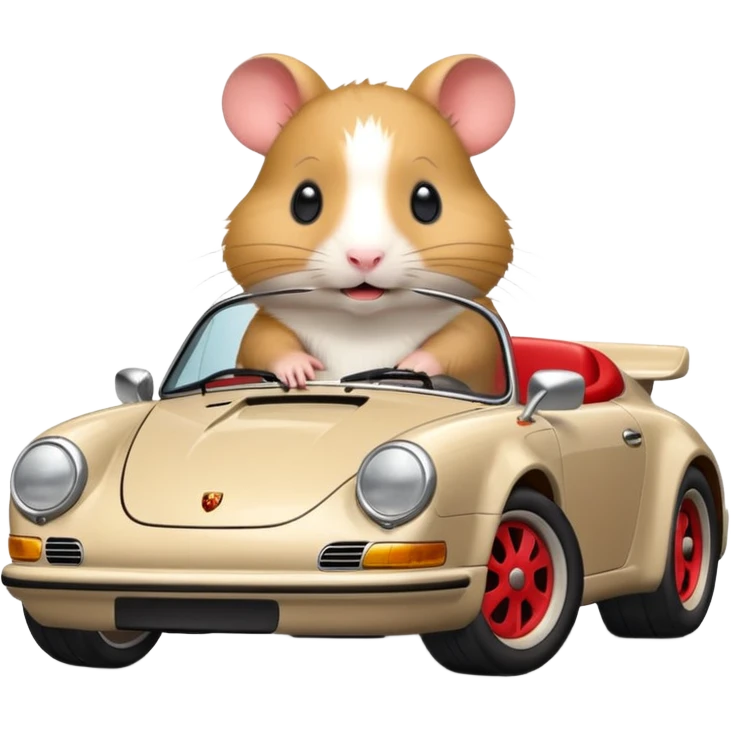 Hamster driving a porsche911 emoji