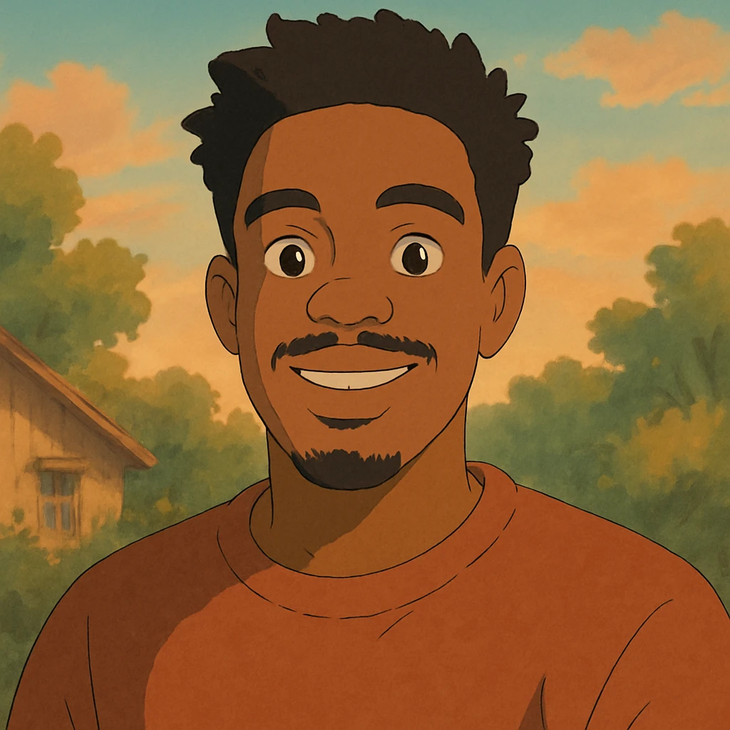 Jalen in Ghibli style, warm and expressive, soft colors emoji