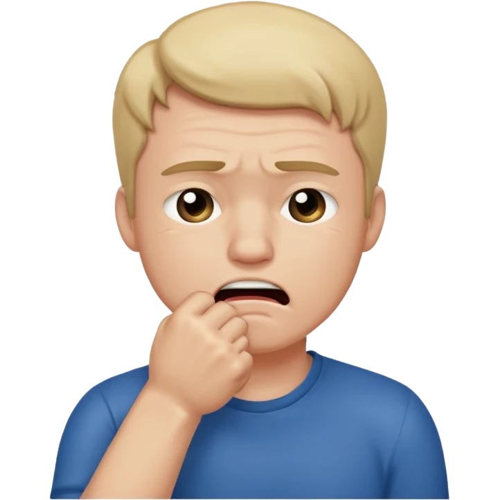 Crying man with his fist holding to his mouth emoji