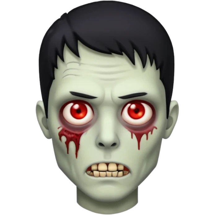 Emoji zombie man red eyes black hair long emoji