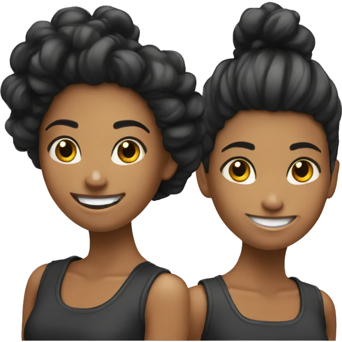 chica de pelo corto y negro sonriendo emoji