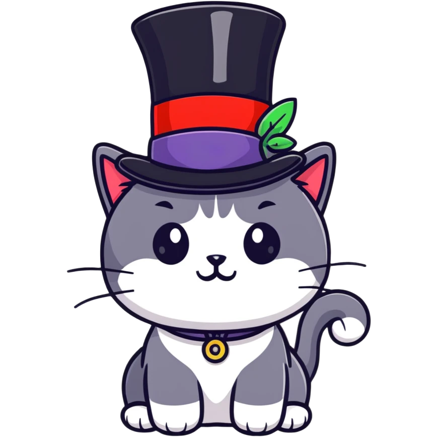 A cat elegant wearing top hat  emoji
