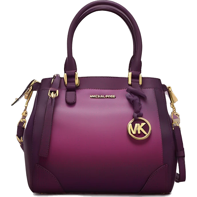Realistic isolated plum purple to wine color ombre michael kors satchel purse.  emoji