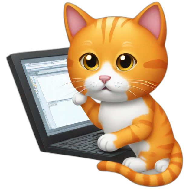 orange cat working on a computer emoji