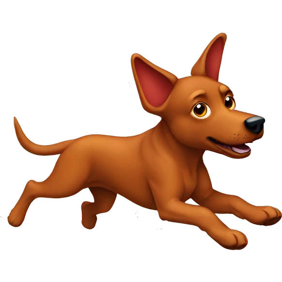 solid red dog with pointed ears running emoji