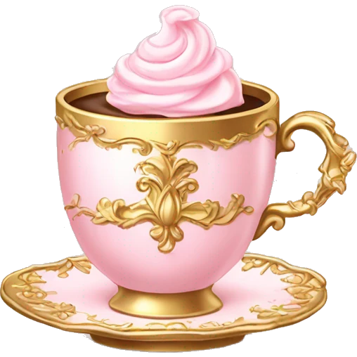 Light pink and gold vintage rococo coffee hot  emoji