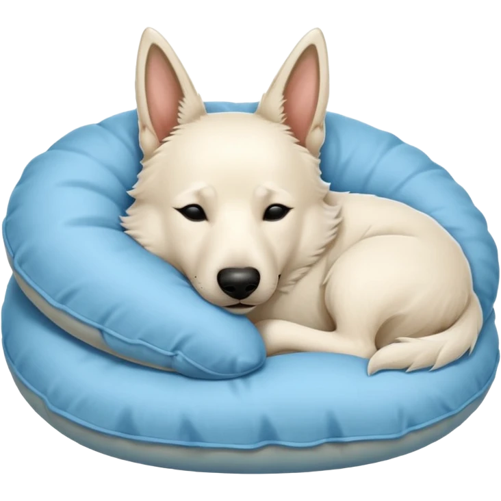White Belgian shepherd dog sleeping On a pillow emoji