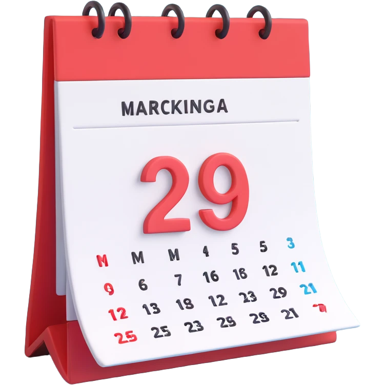 3D emoji style calendar with a date circled, indicating checking or marking a day emoji