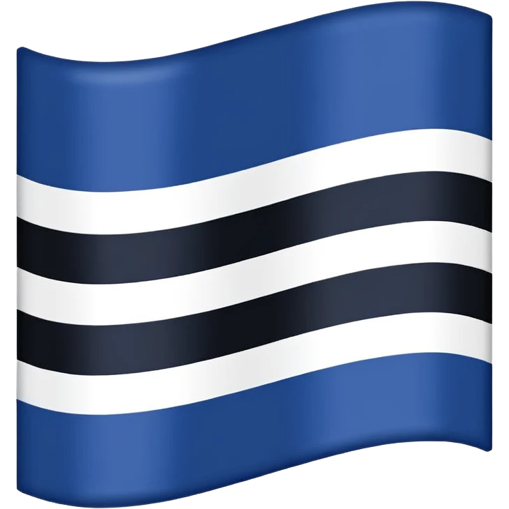 Bandera con tres líneas  arriba con azul oscuro el medio blanco y  abajo negro emoji