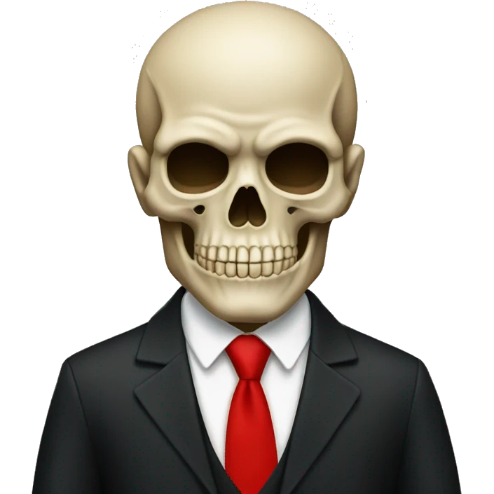 Skull emoji wearing black formal wear with red tie   emoji