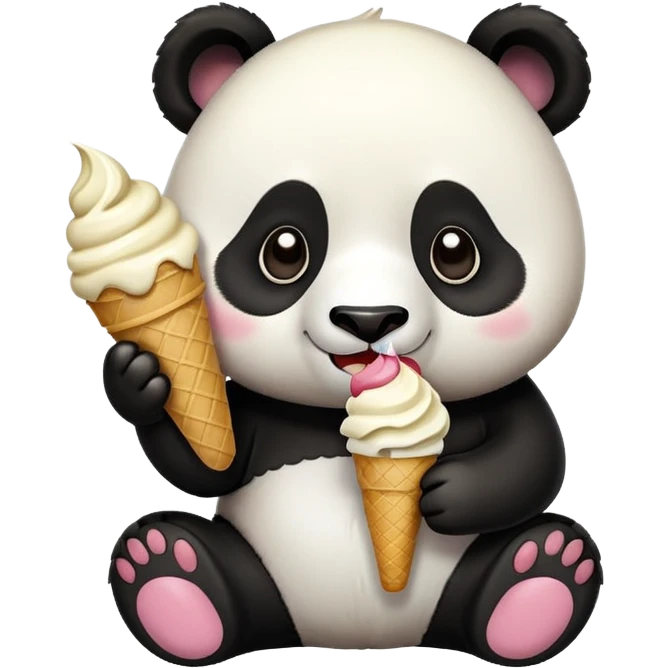 Panda eating ice cream emoji