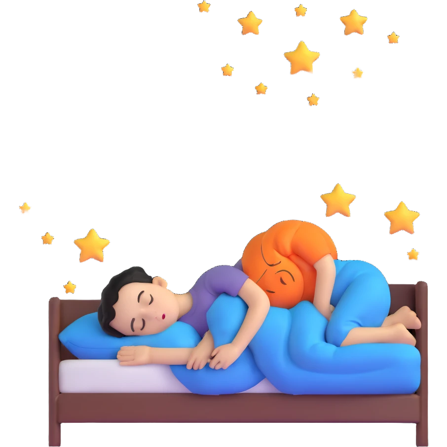 boy sleeping peacefully with Z symbols stars and moon emoji