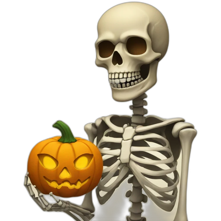 skeleton with a pumpkin head emoji
