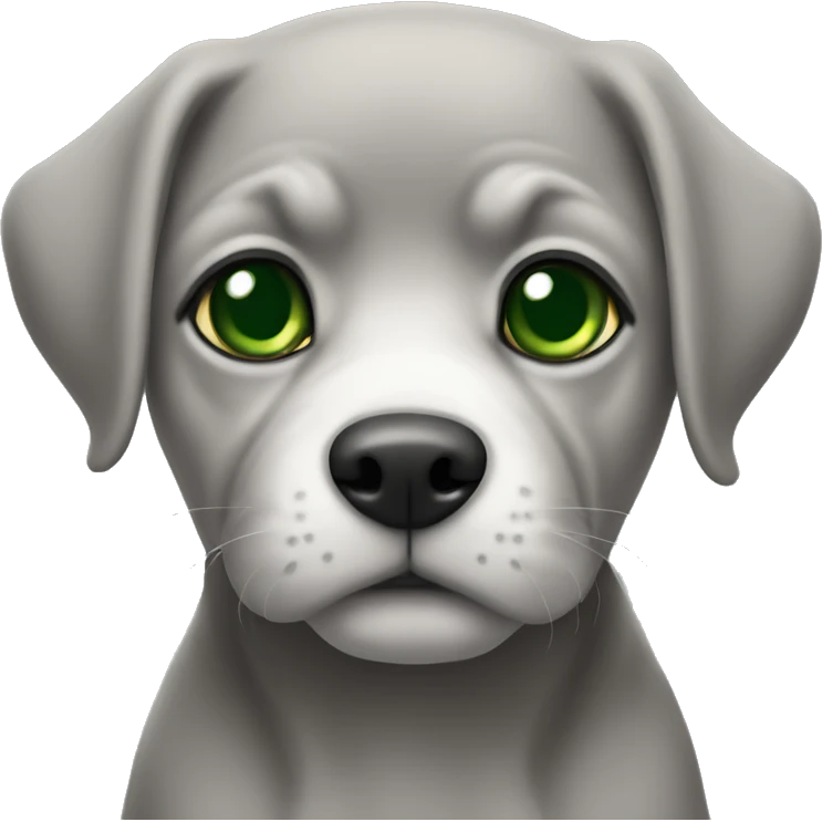 scotish fold in grey with Green eyes sitting emoji