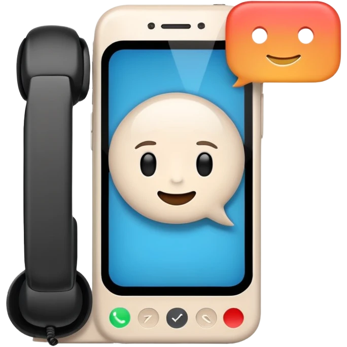 phone with chat notification, speech bubble on display, friendly emoji