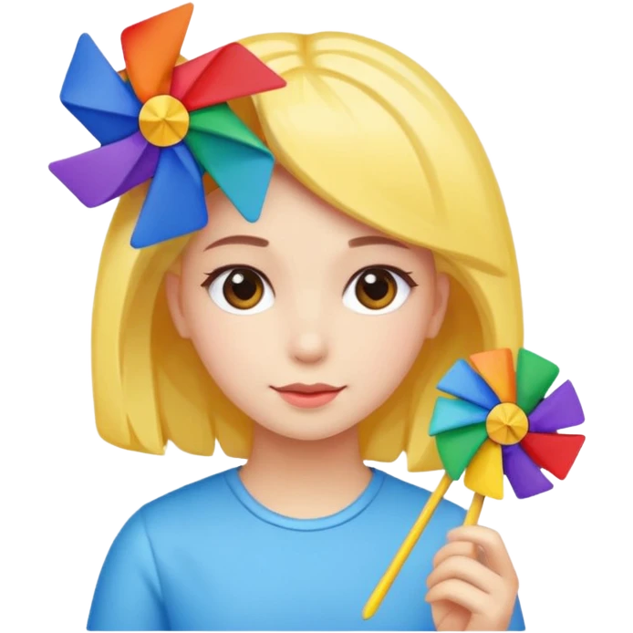 Girl with pinwheel hair clip emoji