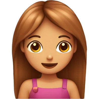 Chica con pelo largo castaña y haciendo un corazón con labmaojos marrones  emoji