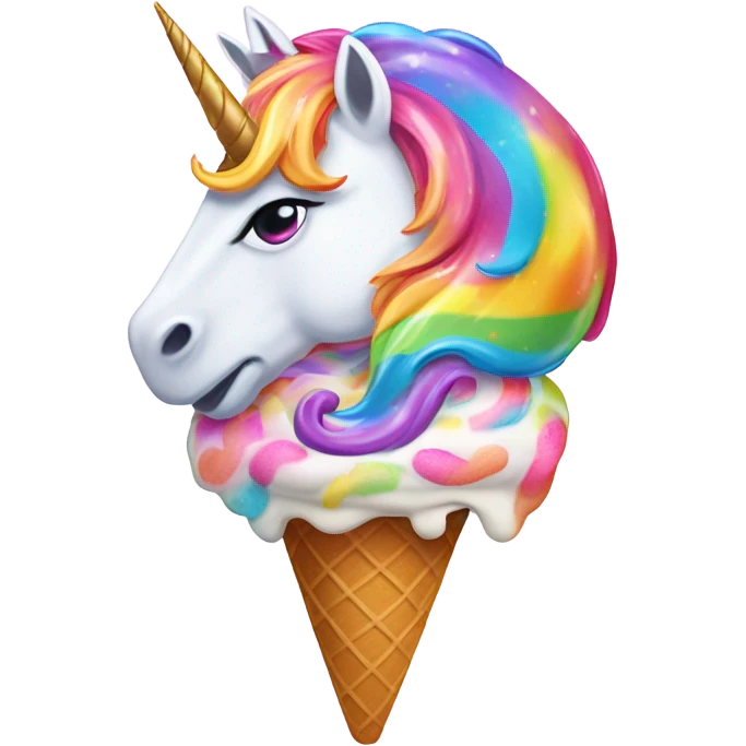 rainbow ice cream ate by a unicorn emoji