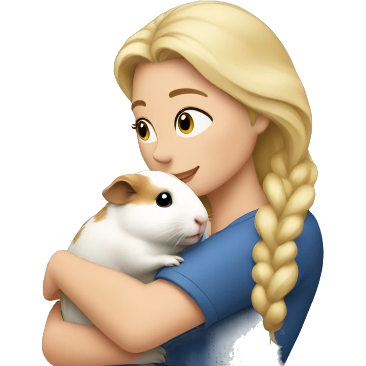Blonde Woman hugging a guineapig emoji