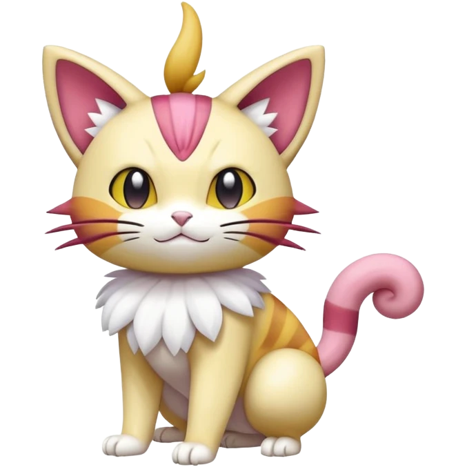 Shiny Skitty-Meowth-Pokémon-Fakémon-hybrid-creature (full body) emoji