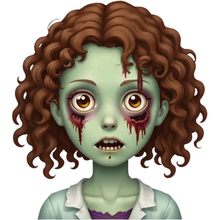 Girl zombie with brown curly hair
 emoji