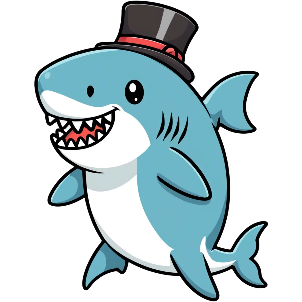 Shark with a top hat emoji