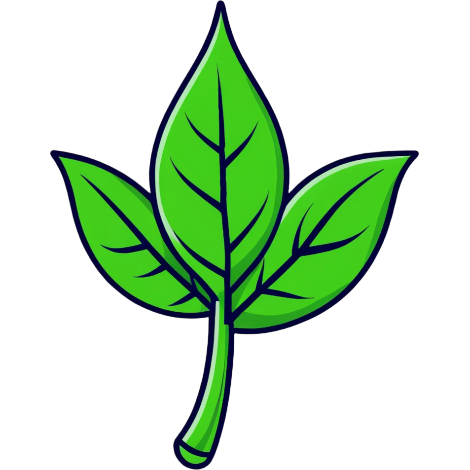 green leaf with subtle molecular overlay representing cis-3-hexenol, sticker style emoji
