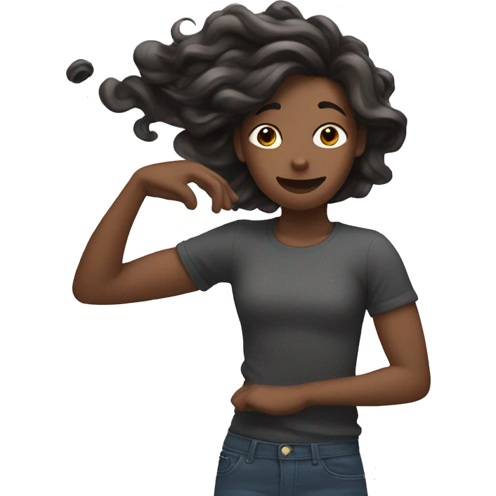 androgynous person doing a hair flip emoji
