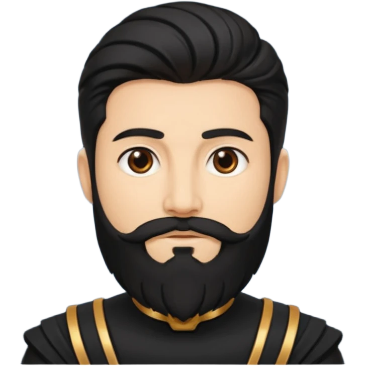 Saturn, God of Time from Gods and Goddesses with black hair and beard, black outfit emoji