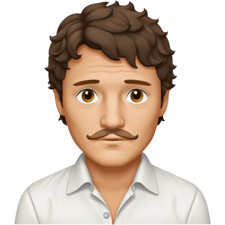 Pedro pascal looking steamy in an opened white button down shirt with perfect ringlets short hair  emoji