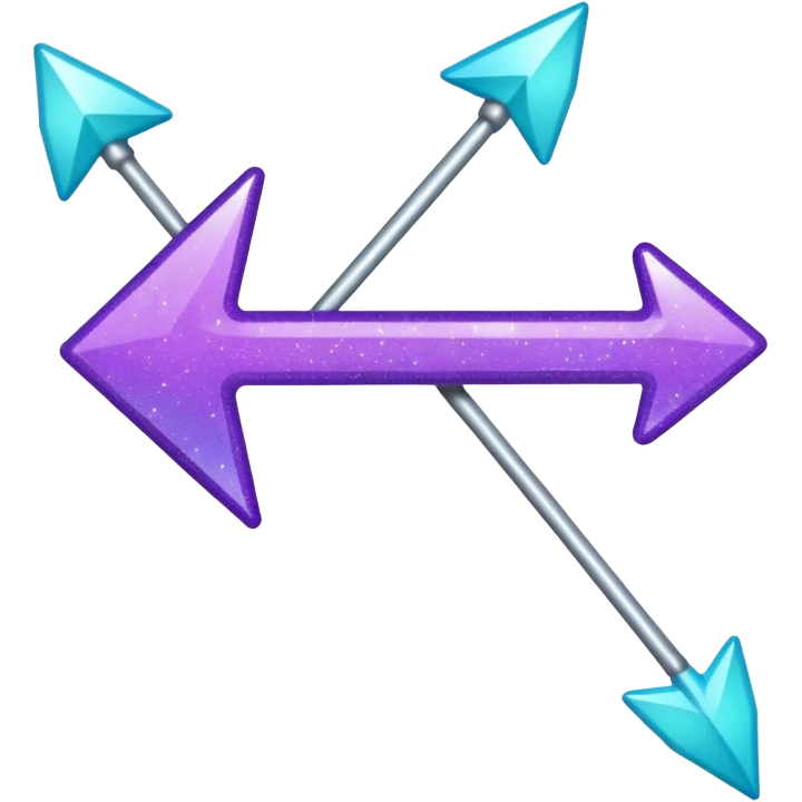 flecha para esquerda glitter roxo e ciano emoji