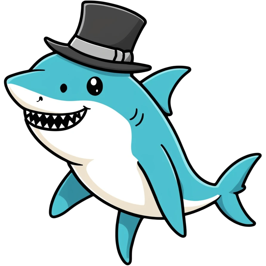 Shark with a top hat emoji