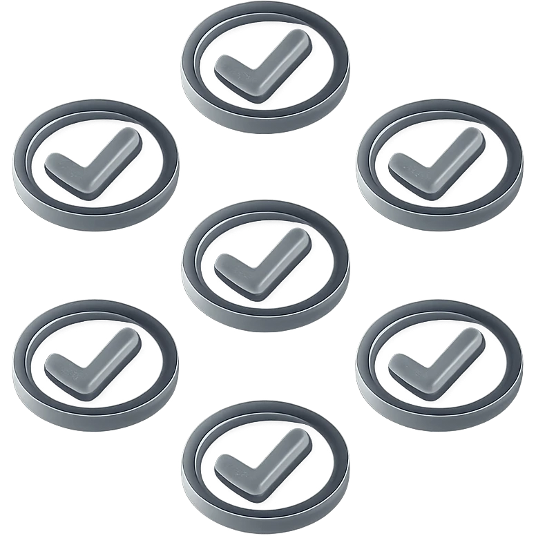 grey check symbol within a circle, soft shadow, subtle 3D effect emoji
