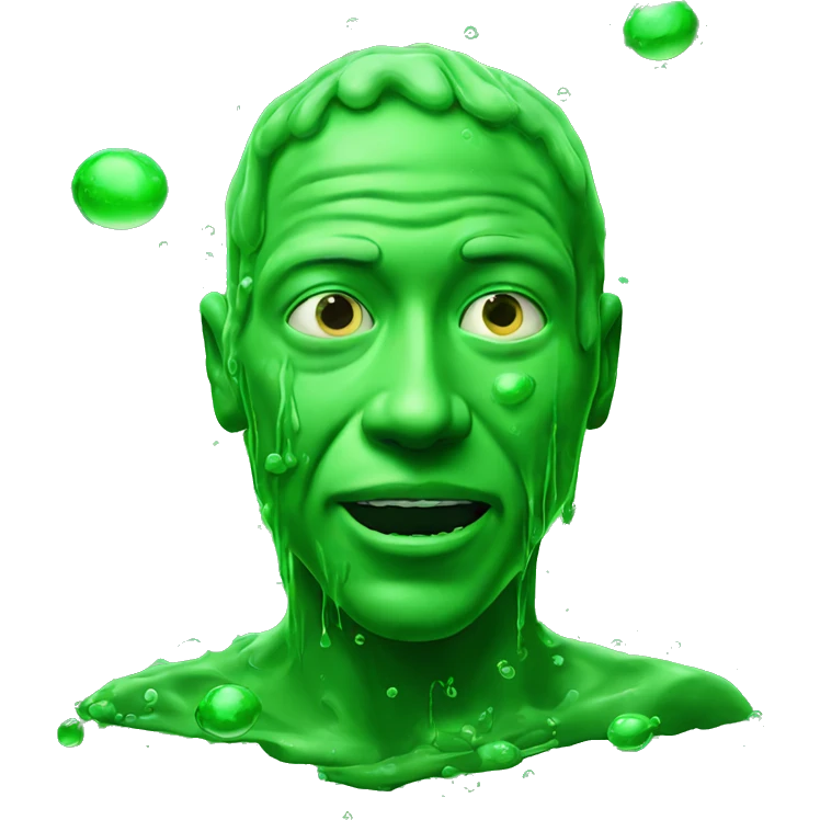 A man covered in green goo with alien behind him  emoji