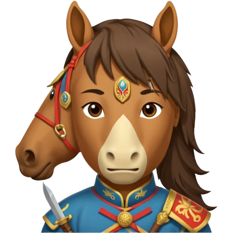horse face, mogolian ancient army with small knife emoji