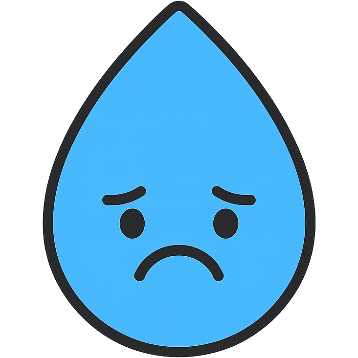 sad water droplet icon with color and black outlines emoji